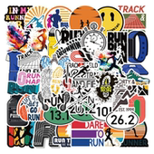50张RUN跑步主题贴纸马拉松运动装 饰贴画防水行李箱手机壳笔记本涂鸦个性 创意贴花平板电脑手机壳防水贴