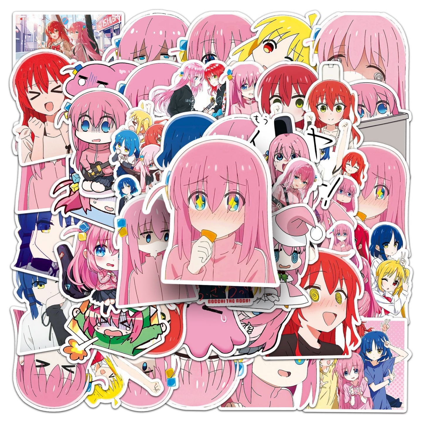 50张日漫孤独摇滚二次元动漫玻璃门贴纸diy手账本手机壳冰箱收纳盒行李箱头盔吉他头盔装饰防水小礼品贴画