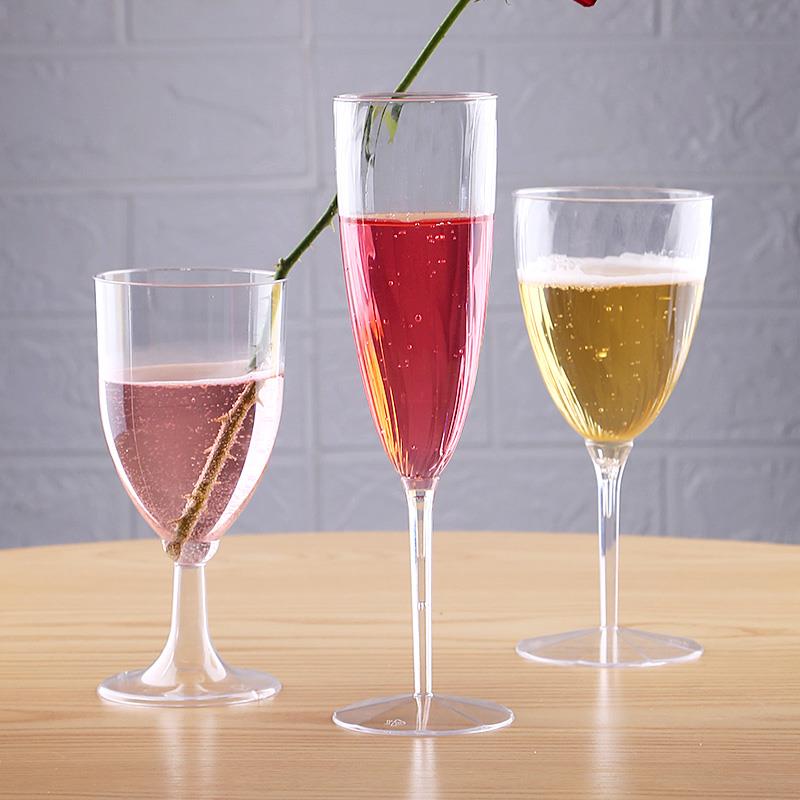 一次性红酒杯葡萄酒高脚杯塑料鸡尾酒杯家用商用宴会聚餐香槟杯子