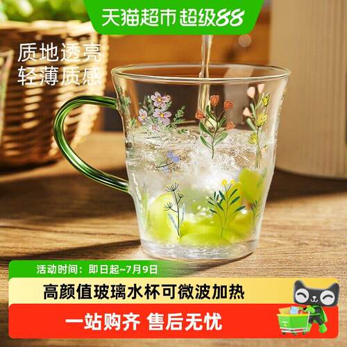 欣美雅高硼硅玻璃杯女高颜值水杯家用咖啡杯办公室茶杯带把手杯子