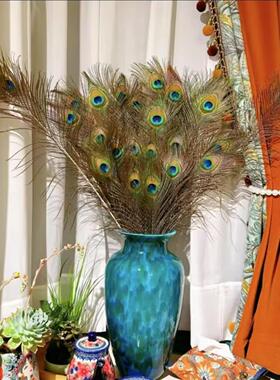 家居饰品摆件纯天然孔雀羽毛花瓶孔雀毛真羽毛孔雀翎尾婚庆装饰品
