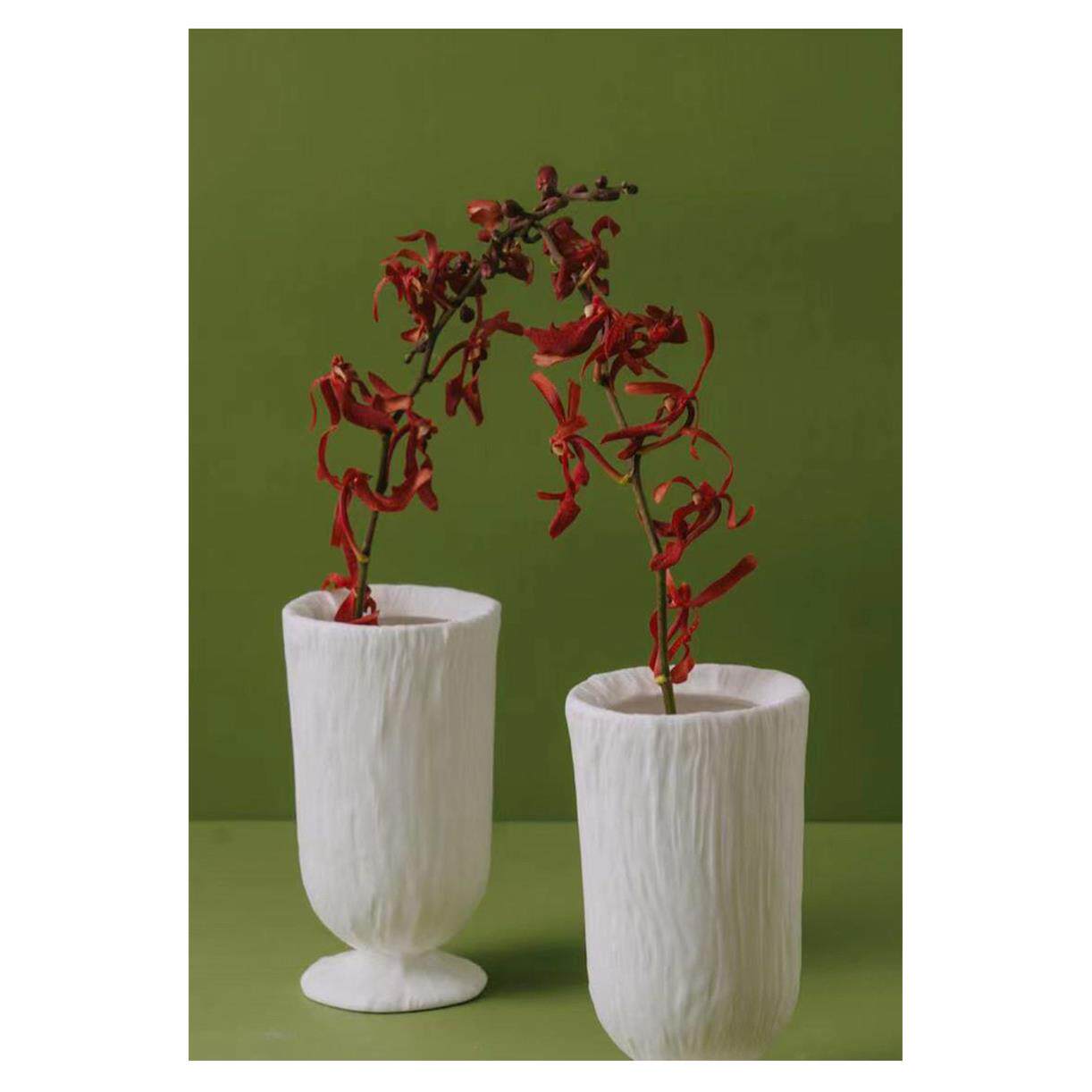 北欧陶瓷花瓶XU宝瓶现代玄关陶瓷摆件白色素烧花瓶花器家居摆件