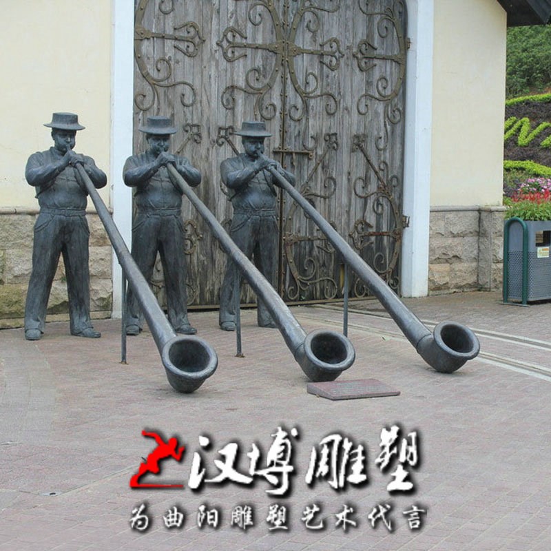 民俗文化老人广场抽水烟主题人物小品雕塑玻璃钢仿铜园林景观雕塑