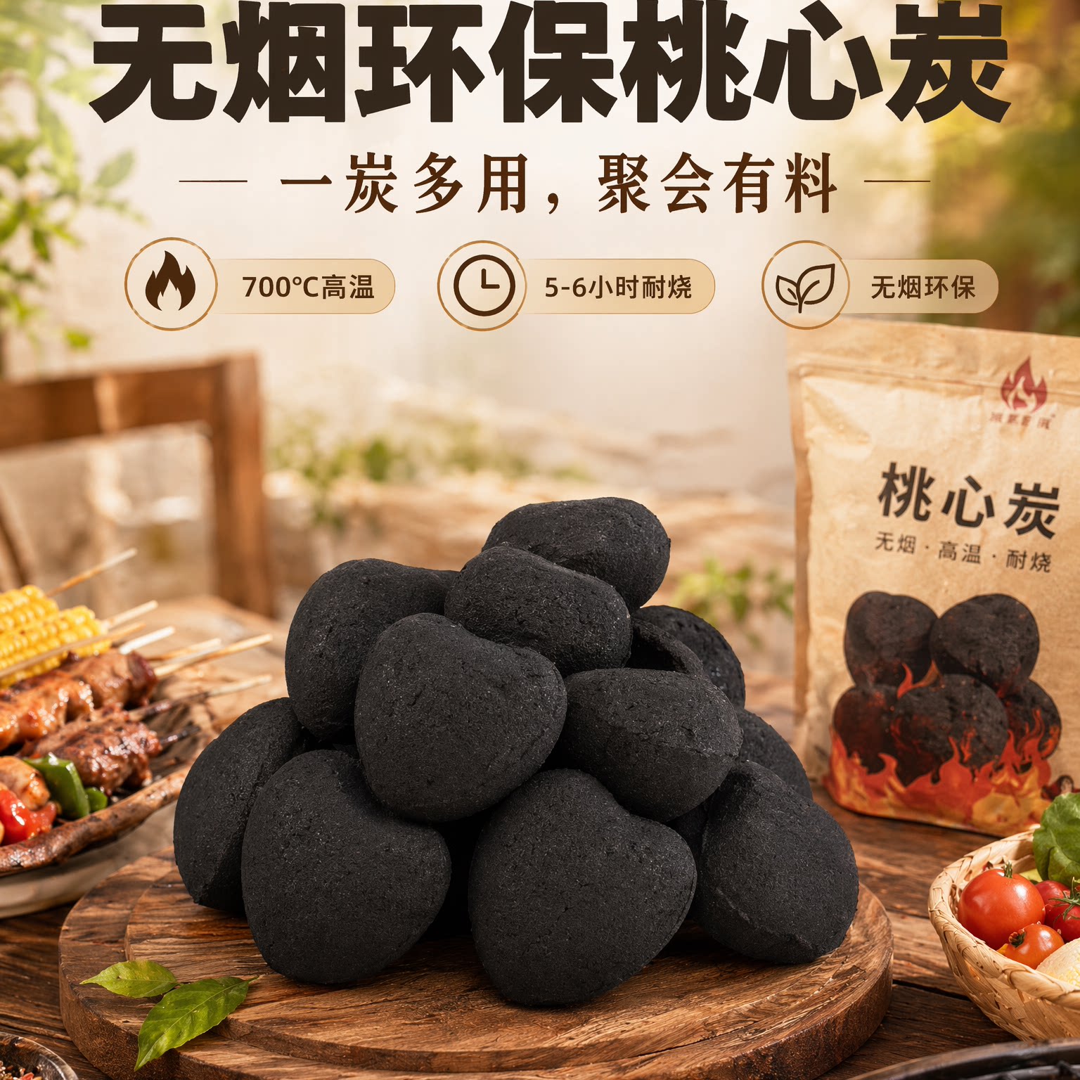 环保机制烧烤碳桃心炭商