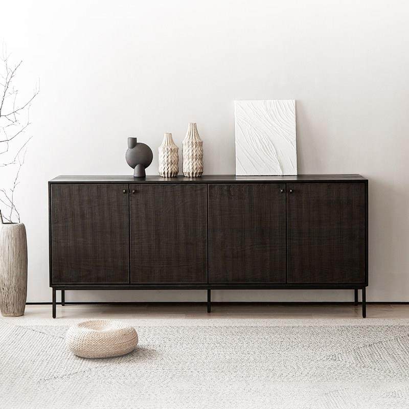 北欧表情实木餐边柜极简客厅电视柜柚木雕花家具黑色玄关柜,住宅家具,餐边柜,淘宝优惠券,粉丝福利购,淘宝优惠卷