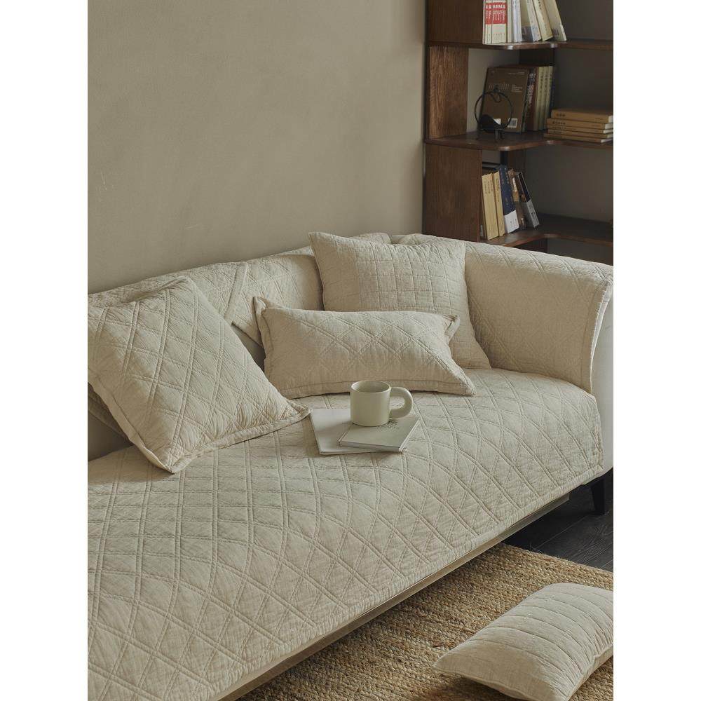 侘寂风棉麻沙发垫日式简约覆古防滑四季通用高级感沙发巾盖罩坐垫,居家布艺,沙发垫,淘宝优惠券,粉丝福利购,淘宝优惠卷