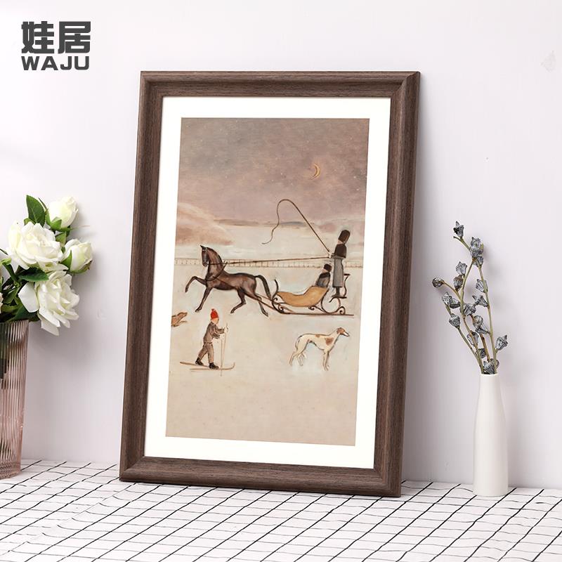 实木画框装裱大尺寸相框挂墙a3A4K卡纸艺术水彩8开素描空外架定制