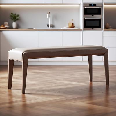 原木北欧风小户型餐厅餐椅现代简约家用餐桌实木软包长凳子1.24米