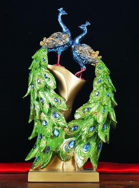 欧式家居酒柜装饰品孔雀摆件创意客厅玄关电视柜奢华摆设现代简约