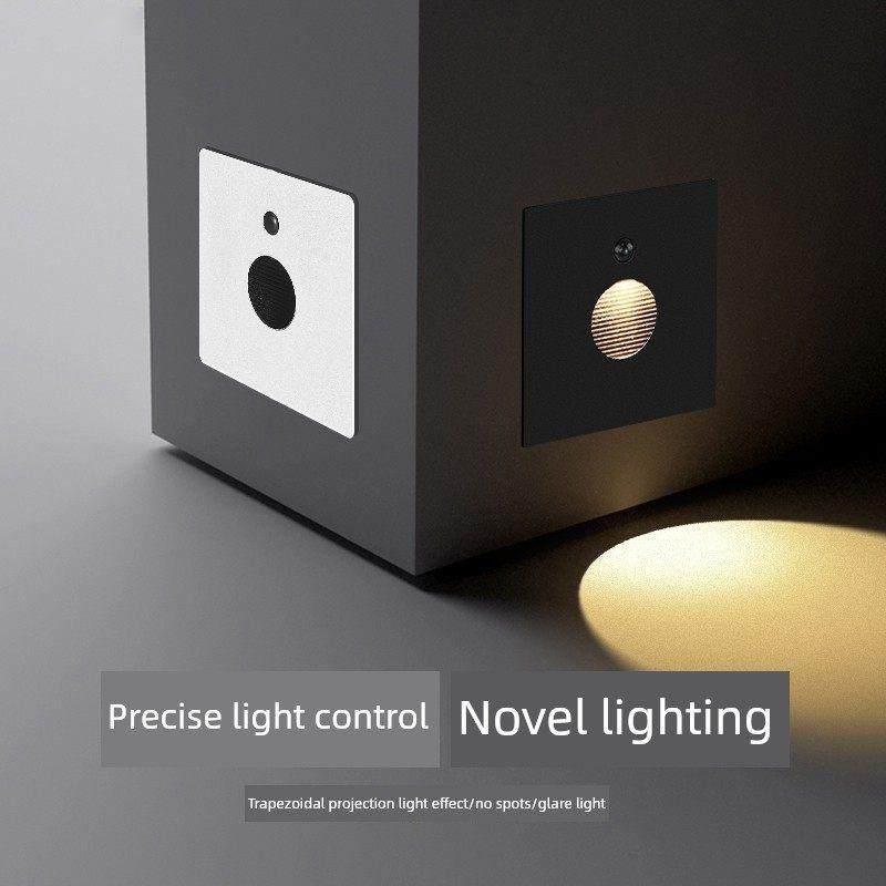 圆形86型嵌入式Led人体传感器智能脚灯通道步灯楼梯灯