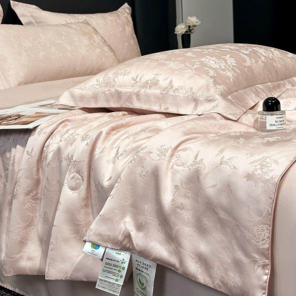 高端A类100%莱赛尔天丝提花夏凉被四件套可机洗真丝滑空调薄被子4,床上用品,化纤被,淘宝优惠券,粉丝福利购,淘宝优惠卷
