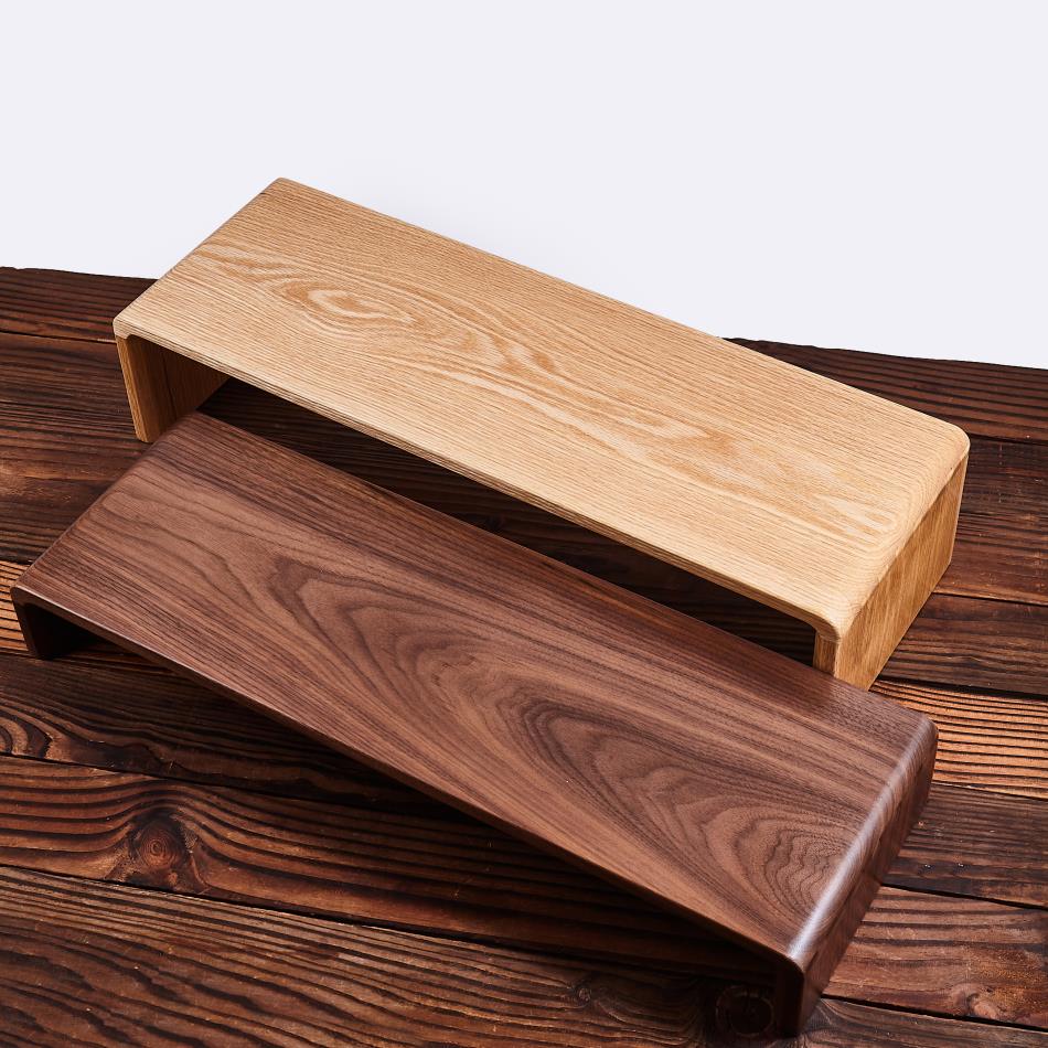 黑胡桃木实木置物架电脑显示器增高架笔记本抬高架实木桌面收纳架