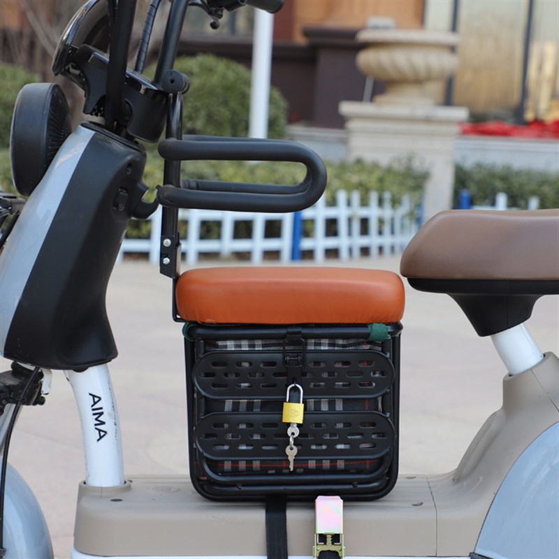 电动踏板车前置儿童座椅储物筐坐椅宝宝小孩安全踏板凳前储物箱