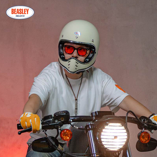 BEASLEY比斯力复古摩托车头盔男小盔体拉力机车全盔女夏季山地盔