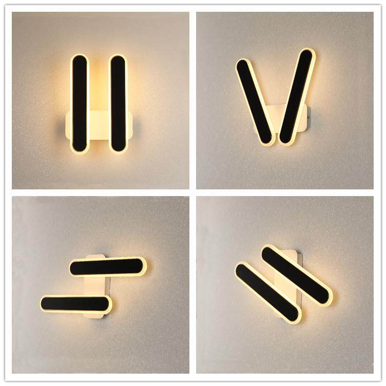 现代简约双长条壁灯室内客厅北欧灯玄关走廊个性创意可转动墙壁灯