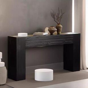 中古侘寂风实木玄关台复古原木民宿靠墙装饰桌入户壁炉客厅置物架