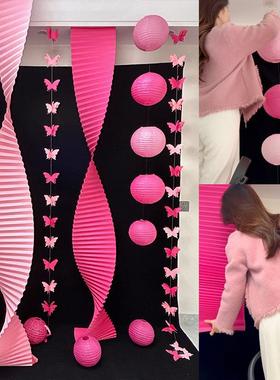 婚房布置套装女方晨袍拍照背景墙黑色幕布结婚新房客厅长条喜装饰