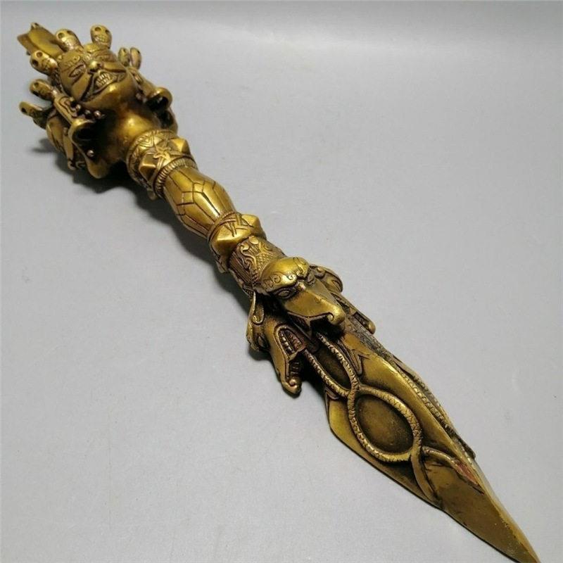 仿古收藏法器大全全套金刚杵法器黄铜降魔杵大号摆件