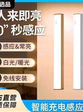 led感应灯人体感应灯免线磁吸充电小夜灯长续航轻薄衣柜橱柜灯条