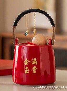 KR528子孙i桶结婚礼女方陪嫁用品大全出嫁用喜事摆件女方红色嫁妆