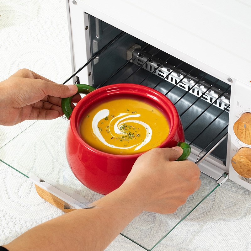 陶瓷汤碗带盖g创意南瓜汤碗家用盛汤大号汤盆双耳面碗螺狮粉碗