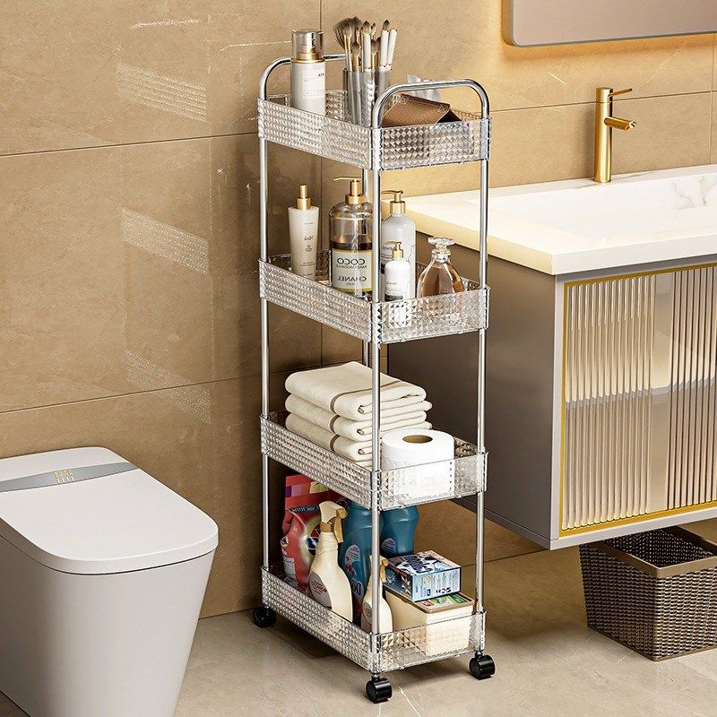 可移动厨房夹缝置物架落地储物架收纳小推车洗Q漱台卫生间收纳架