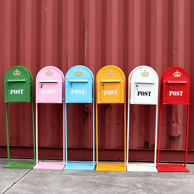 欧式复古铁艺信报箱立式邮箱意见箱网红店铺活动开业道具圣诞信箱