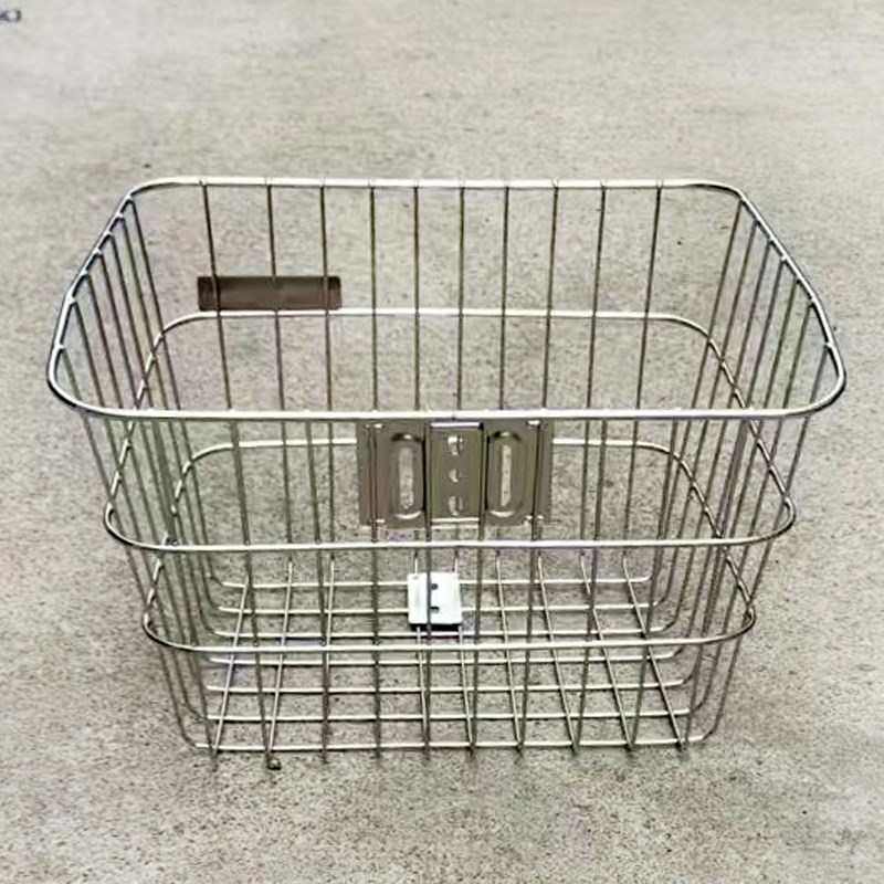 201不锈钢无盖实心中号车筐车篮子车篓子箩筐电动自行车前后安装
