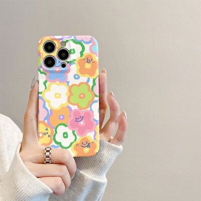 适用华为NOVA16小众适用iPhone13苹果17菲林手机壳14plus硬15promax夏日花朵笑脸ins风适用华为PURA90荣耀600