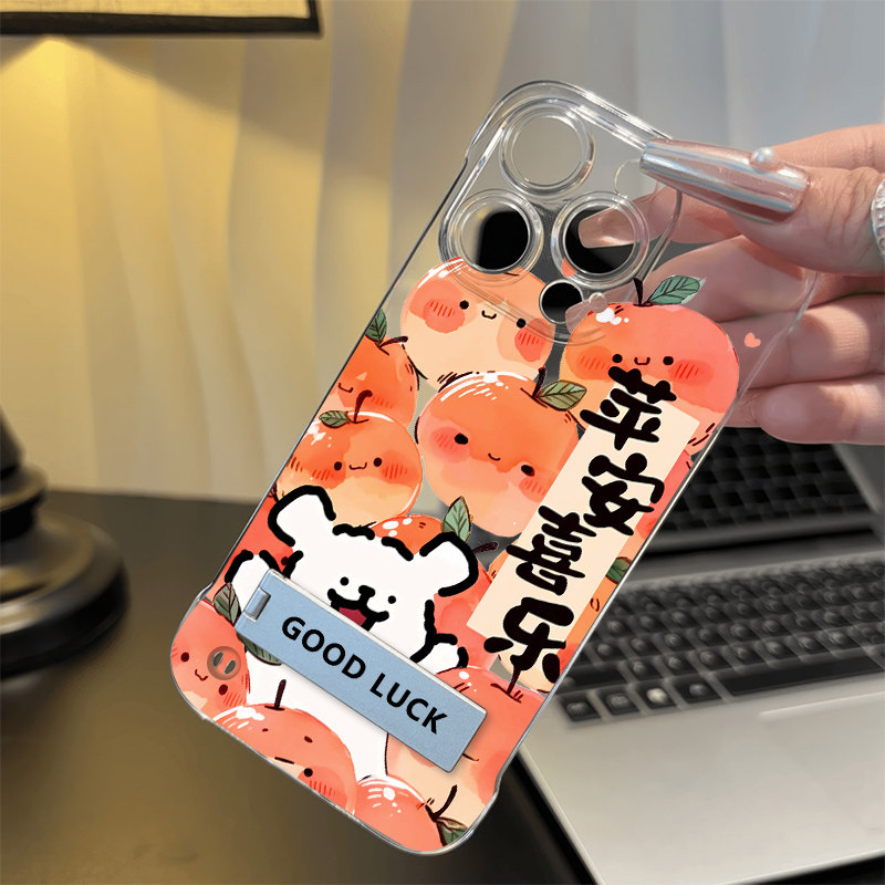 苹果15透明17ProMax超薄可爱小米13适用iPhone12苹安喜乐白狗Nova14手机壳带支架硬16PLUS无边框IQOOZ10TURBO