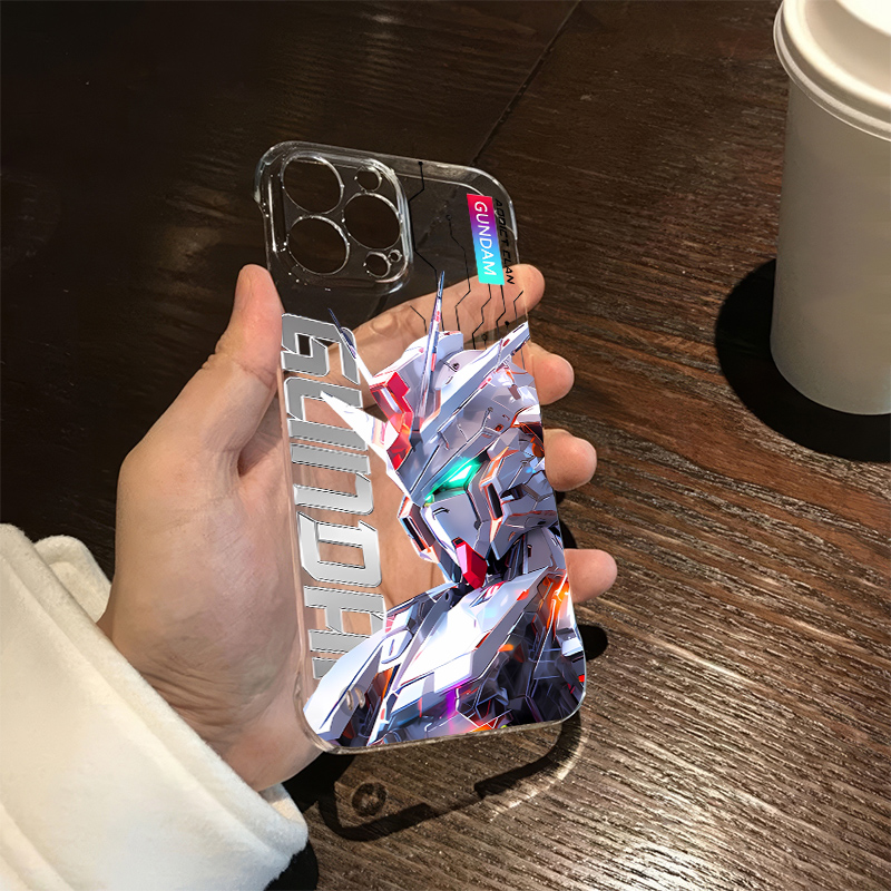 高达小米15无边框S20硬苹果16Plus透明NOTE14英文iPhone13高级感K80超薄Y300个性12ProMax手机壳带支架A5适用