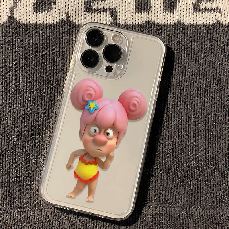 小众适用iPhone16e搞怪粉发光头强13透明软VIVOy500小米17PRO趣味手机壳14ProMax苹果12卡通15PLUS华为PURA80