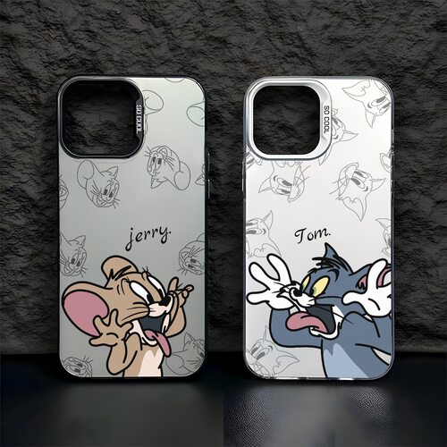 卡通14PLUS彩银手机壳硬iPhone13鬼脸汤姆杰瑞汤姆VIVOS30PROMINI适用12ProMax创意小米15SPRO苹果16E荣耀400