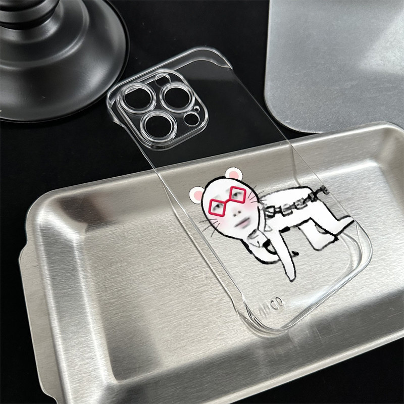 苹果13无边框15ProMax恶搞16牵链子龙图手机壳带支架硬iPhone17情侣透明14PLUS适用Nova12超薄趣味荣耀MAGIC8