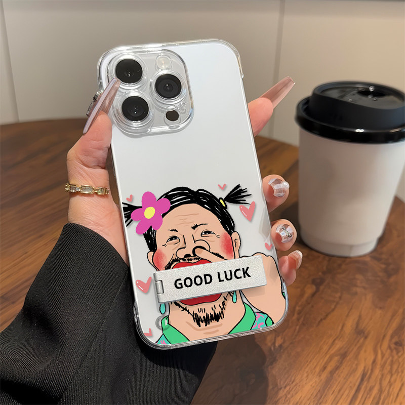 iPhone16超薄无边框苹果13创意VIVOIQOO15硬搞怪透明适用14PLUS高级感小米17ProMax手机壳抠鼻孔如花荣耀x80i