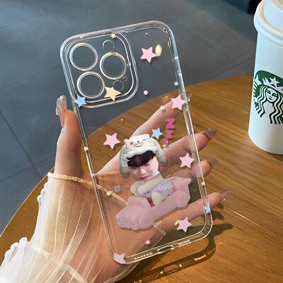 适用红米NOTE17小众适用iPhone13苹果15创意透明软16ProMax适用14PLUS手机壳睡觉星星任嘉伦ins风一加TURBO6V