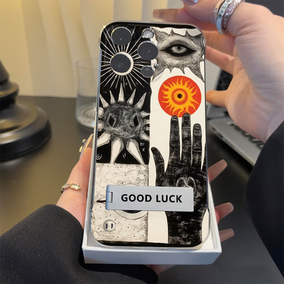 艺术空洞iPhone13高级感小米15无边框一加ACE5硬14Plus透明苹果16E超薄12ProMax手机壳带支架S20适用Y300小众