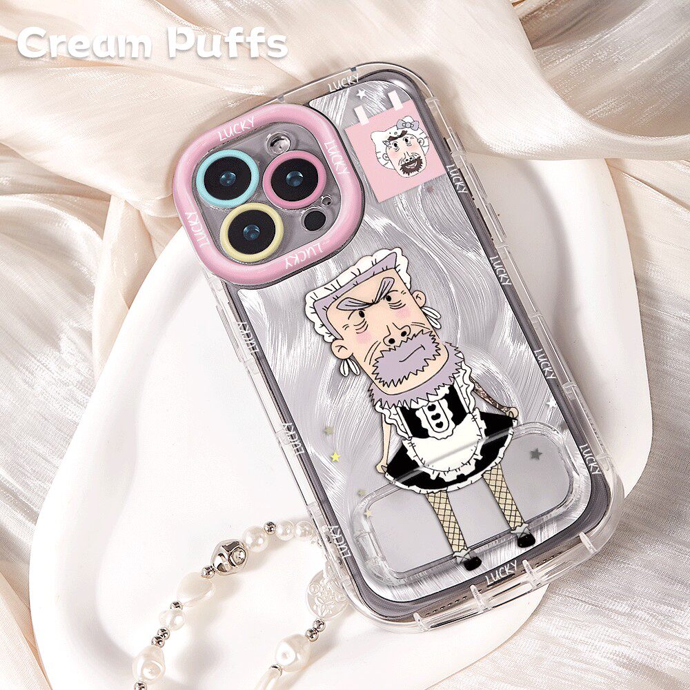 女仆装牛爷爷创意红米K90PROMAX带挂绳15plus小众OPPOK13TURBO手机壳小米17PRO软适用苹果14镜子支架iPhone16