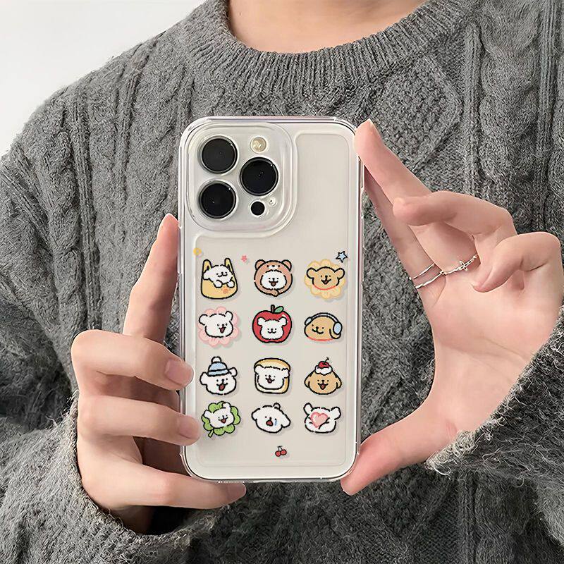 小米14透明iPhone12可爱15ProMax卡通手机壳16PLUS苹果线条小狗17少女心红米k80Ultra适用Nova13软华为麦芒40