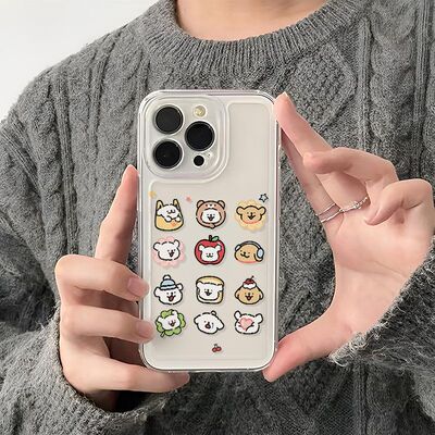小米14透明iPhone12可爱15ProMax卡通手机壳16PLUS苹果线条小狗17少女心红米k80Ultra适用Nova13软华为麦芒40