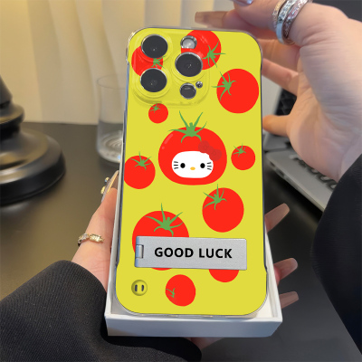 苹果14超薄iPhone12创意小米17ProMax硬手机壳带支架Reno15番茄凯蒂猫IQOONEO11无边框13适用16PLUS透明ins风