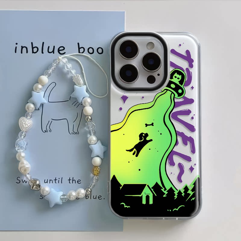 iPhone16适用硬15大孔14plus苹果13手机壳带挂绳12ProMax潮牌外星人飞船华为畅享80OPPOFINDX8VIVOS20红米K80