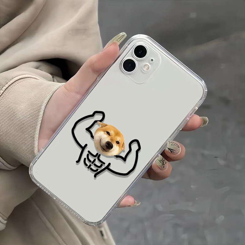 iPhone17苹果14创意荣耀X70I透明软12ProMax卡通一加13T适用16PLUS手机壳OPPORENO15C腹肌坏笑柴犬红米TURBO5