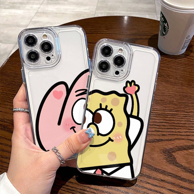 OPPOFINDX8SPLUS手机壳iPhone15比心派大星情侣13ProMax可爱OPPORENO14红米TURBO4苹果16Pro适用Nova12透明软