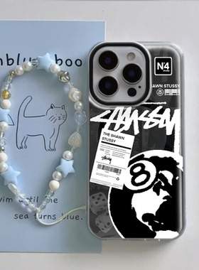 iPhone16适用硬15大孔14plus苹果13手机壳带挂绳12ProMax创意斯图西桌球华为NOVA14荣耀GTVIVOY300红米K80PRO