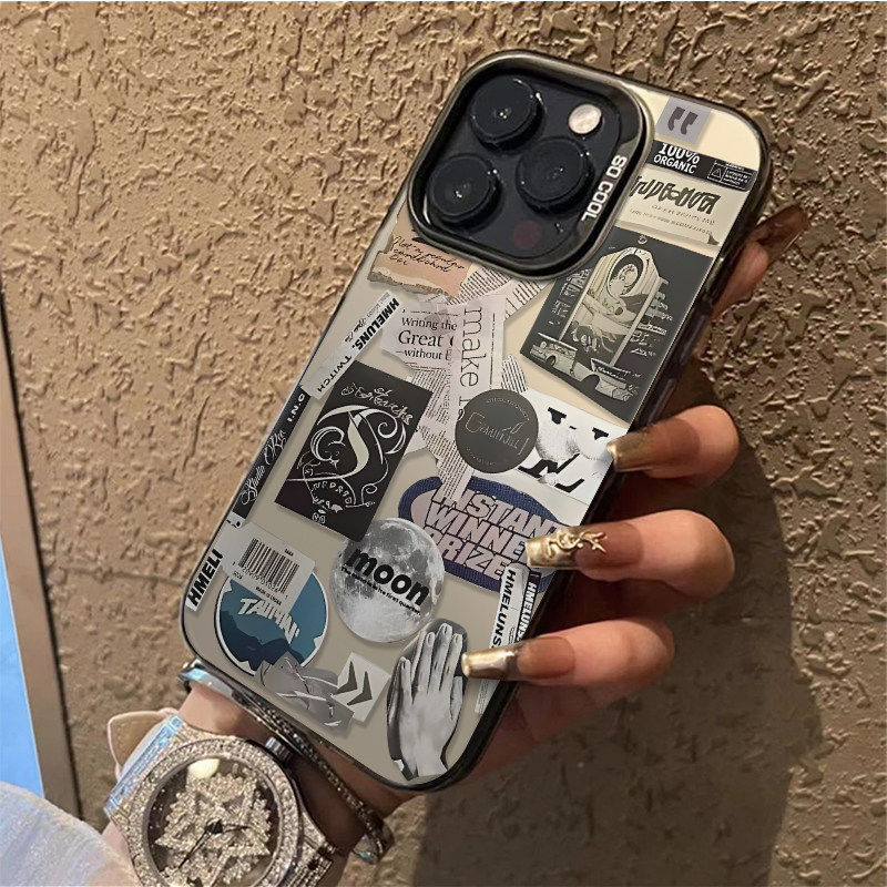 红米K90MAX个性iPhone14苹果12创意荣耀x80i彩银13ProMax硬17适用16PLUS高级感红米NOTE15手机壳美式复古月球