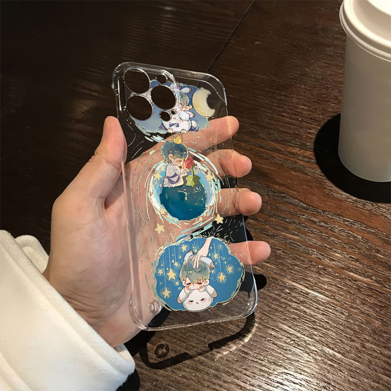 沈星回苹果15Plus透明K80创意A5超薄12ProMax手机壳带支架NOVA13适用NOTE14卡通iPhone16E高级感Y300无边框硬