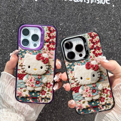 iPhone14PLUS适用小米17PRO花朵裙子KT猫16e苹果13卡通手机壳硬12红米k80Ultra彩银15ProMax少女心荣耀400PRO