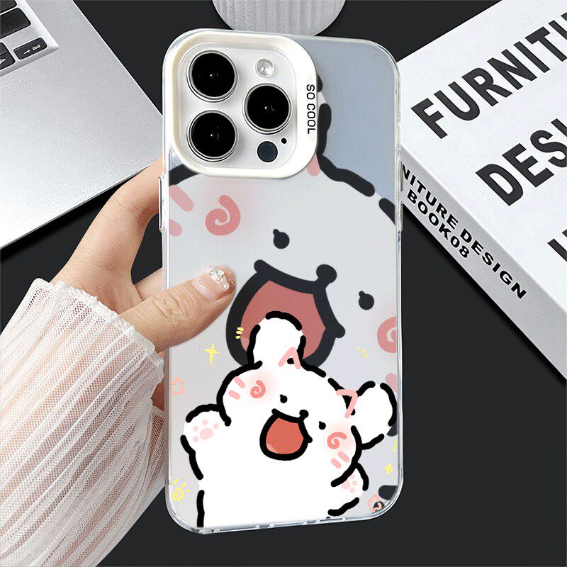 iPhone14硬15PLUS卡通苹果17卖萌线条白狗12麦芒40彩银OPPOK13TURBOPRO手机壳适用可爱16ProMax少女心荣耀400