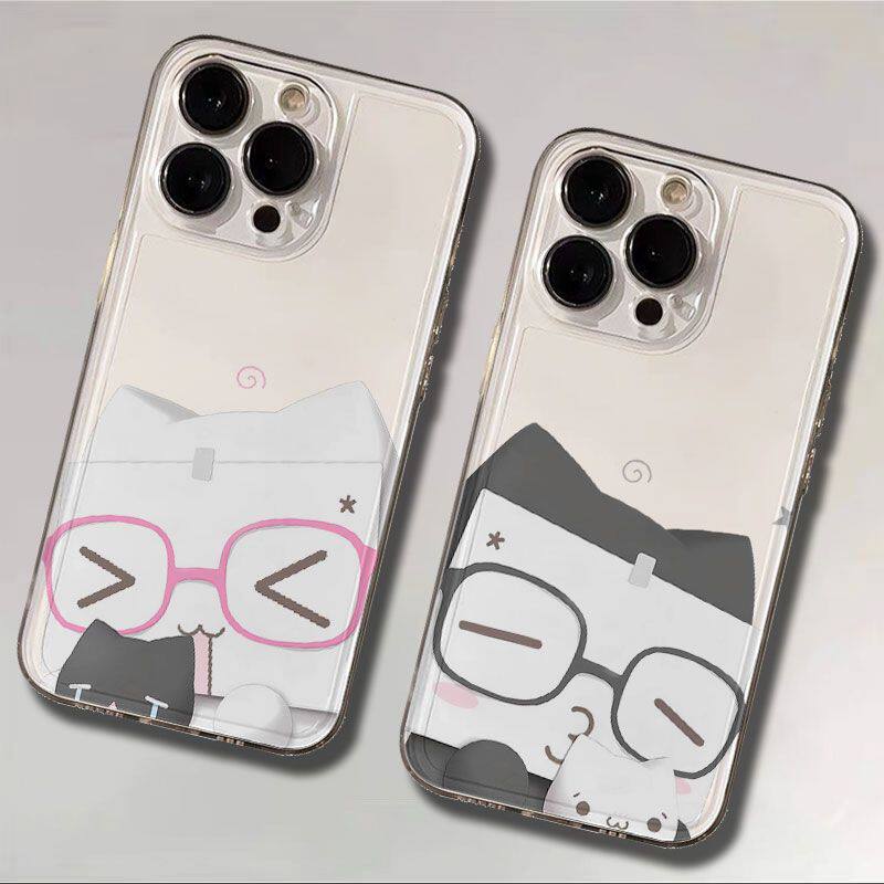 VIVOY500可爱iPhone14p适用苹果13创意卡通红米NOTE15透明12ProMax软小米17ULTRA手机壳16PLUS戴眼镜音符布丁